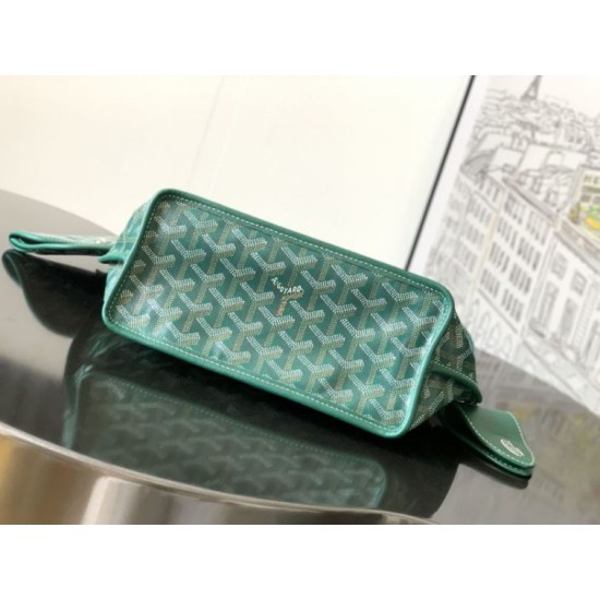 AAAAA Replica Goyard Anjou Saint Louis Mini Goyard canvas calfskin tote bag Green Fake Clone