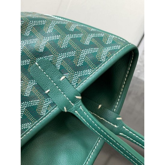 AAAAA Replica Goyard Anjou Saint Louis Mini Goyard canvas calfskin tote bag Green Fake Clone