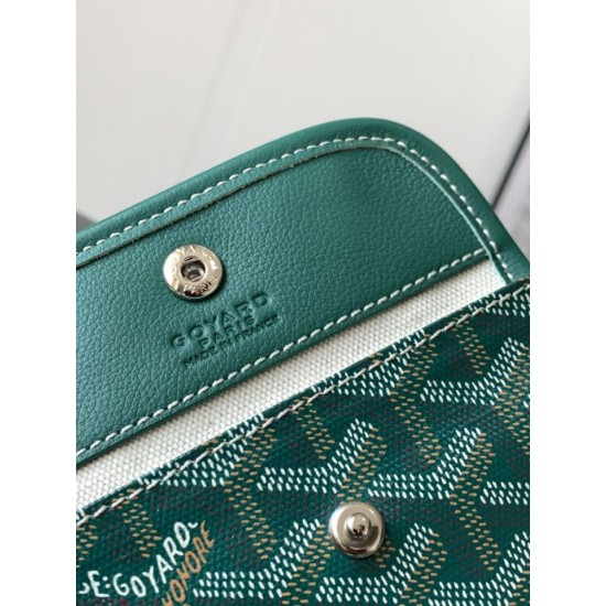 AAAAA Replica Goyard Anjou Saint Louis Mini Goyard canvas calfskin tote bag Green Fake Clone