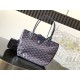 AAAAA Replica Goyard Anjou Saint Louis Mini Goyardine Canvas Calfskin Tote Bag Navy Fake Clone