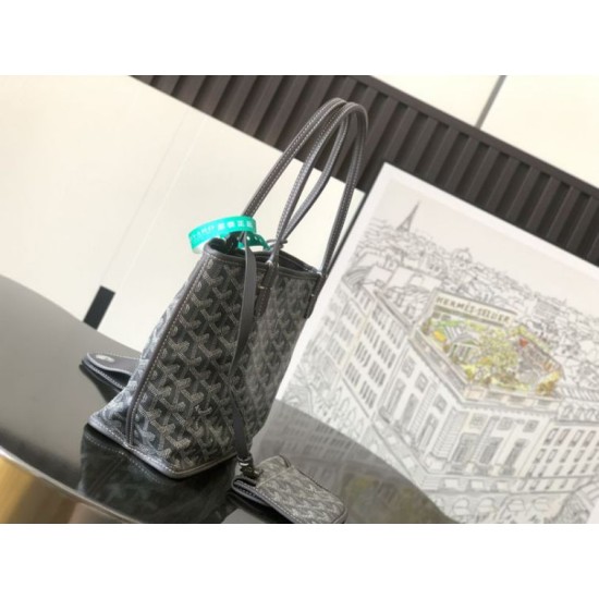 AAAAA Replica Goyard Anjou Saint Louis Mini goyardine canvas tote bag gray calf Fake Clone
