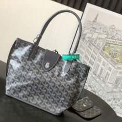 AAAAA Replica Goyard Anjou Saint Louis Mini goyardine canvas tote bag gray calf Fake Clone