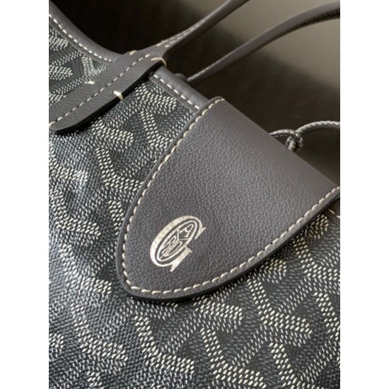 AAAAA Replica Goyard Anjou Saint Louis Mini goyardine canvas tote bag gray calf Fake Clone