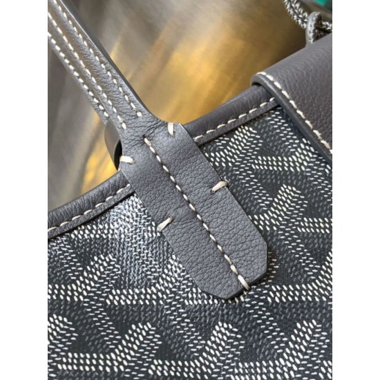AAAAA Replica Goyard Anjou Saint Louis Mini goyardine canvas tote bag gray calf Fake Clone