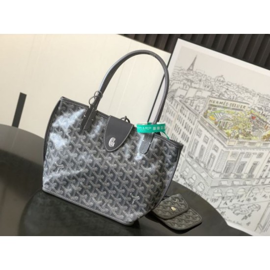 AAAAA Replica Goyard Anjou Saint Louis Mini goyardine canvas tote bag gray calf Fake Clone