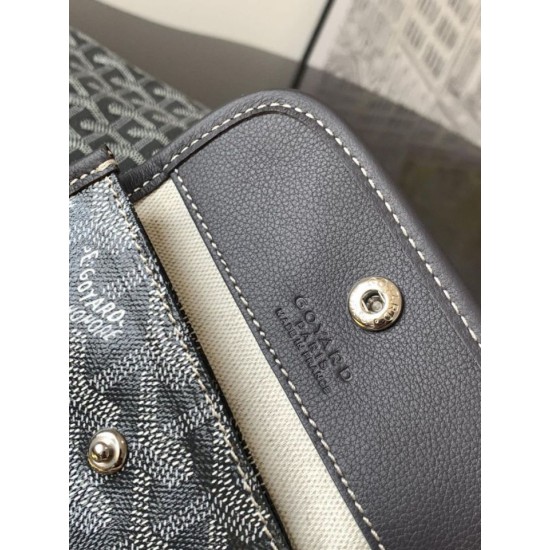 AAAAA Replica Goyard Anjou Saint Louis Mini goyardine canvas tote bag gray calf Fake Clone