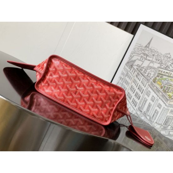 AAAAA Replica Goyard Anjou Saint Louis Mini Goyard canvas calfskin tote bag Red Fake Clone