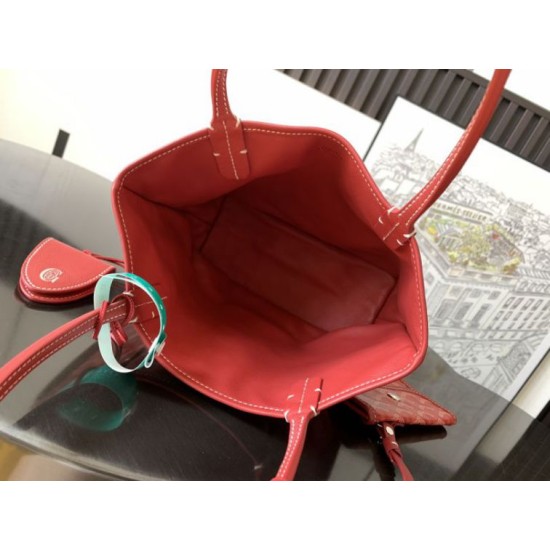 AAAAA Replica Goyard Anjou Saint Louis Mini Goyard canvas calfskin tote bag Red Fake Clone