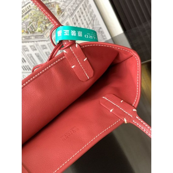 AAAAA Replica Goyard Anjou Saint Louis Mini Goyard canvas calfskin tote bag Red Fake Clone