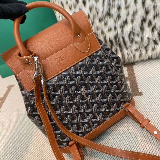 AAAAA Replica Goyard Alpin Mini Canvas Goyardine backpack brown Fake Clone