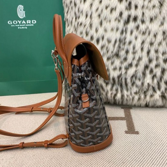 AAAAA Replica Goyard Alpin Mini Canvas Goyardine backpack brown Fake Clone