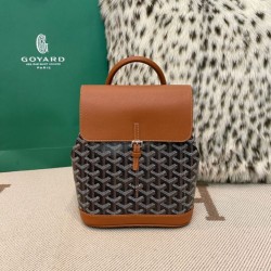 AAAAA Replica Goyard Alpin Mini Canvas Goyardine backpack brown Fake Clone