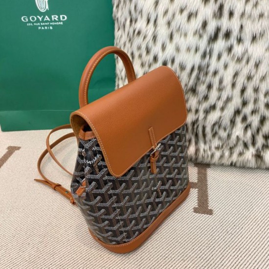 AAAAA Replica Goyard Alpin Mini Canvas Goyardine backpack brown Fake Clone