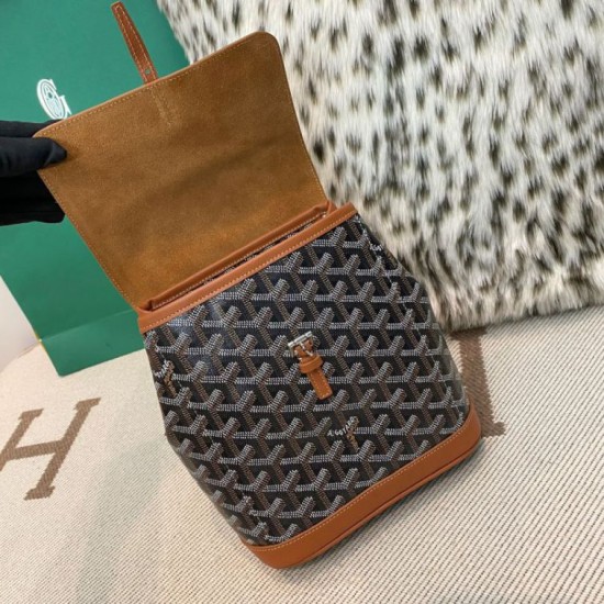 AAAAA Replica Goyard Alpin Mini Canvas Goyardine backpack brown Fake Clone