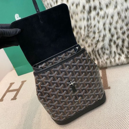 AAAAA Replica Goyard Alpin Mini Goyardine Canvas Backpack Black Fake Clone