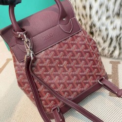 AAAAA Replica Goyard Alpin Mini Burgundy Goyardine Canvas Backpack Fake Clone