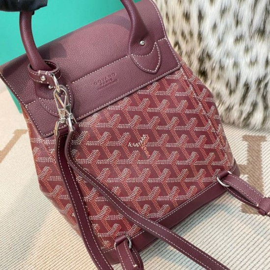 AAAAA Replica Goyard Alpin Mini Burgundy Goyardine Canvas Backpack Fake Clone