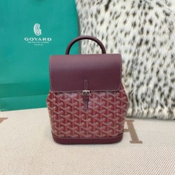 AAAAA Replica Goyard Alpin Mini Burgundy Goyardine Canvas Backpack Fake Clone
