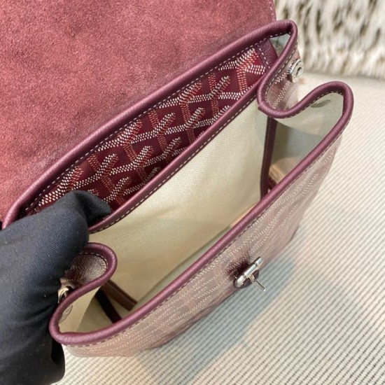 AAAAA Replica Goyard Alpin Mini Burgundy Goyardine Canvas Backpack Fake Clone