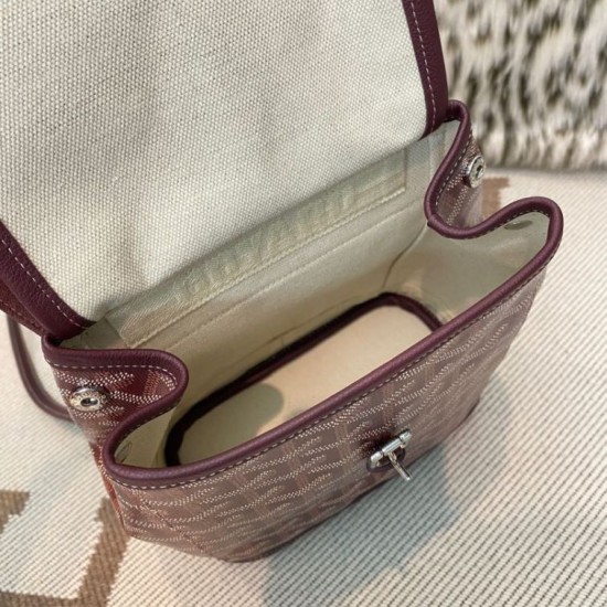AAAAA Replica Goyard Alpin Mini Burgundy Goyardine Canvas Backpack Fake Clone