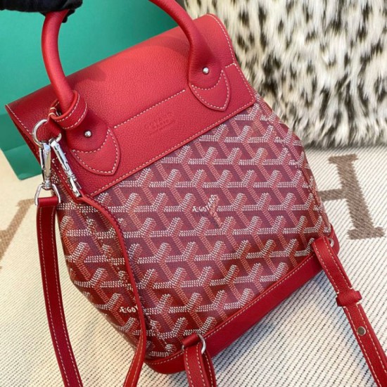 AAAAA Replica Goyard Alpin Mini Red Goyardine Canvas Backpack Fake Clone