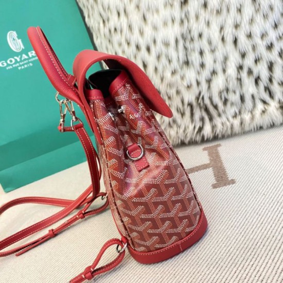 AAAAA Replica Goyard Alpin Mini Red Goyardine Canvas Backpack Fake Clone
