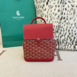AAAAA Replica Goyard Alpin Mini Red Goyardine Canvas Backpack Fake Clone