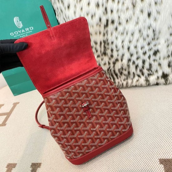 AAAAA Replica Goyard Alpin Mini Red Goyardine Canvas Backpack Fake Clone