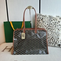 AAAAA Replica Goyard Hardy PM brown goyardine canvas tote bag Fake Clone