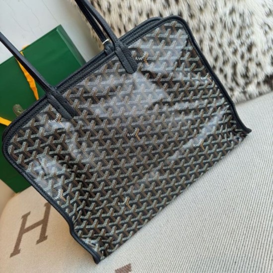 Replica Goyard Hardy PM goyardine canvas tote bag Black Knockoff Cheap AAAAA Replica Goyard Hardy PM goyardine canvas tote bag Black Fake Clone