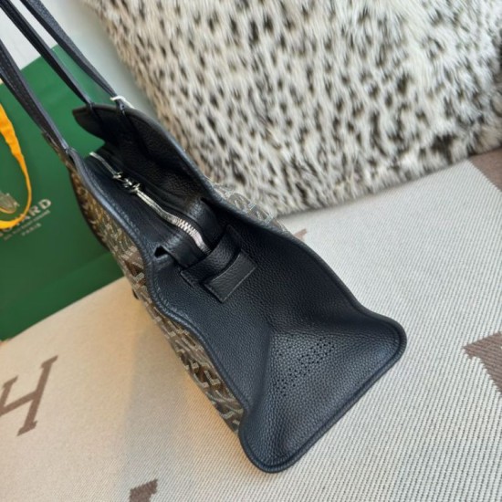 Replica Goyard Hardy PM goyardine canvas tote bag Black Knockoff Cheap AAAAA Replica Goyard Hardy PM goyardine canvas tote bag Black Fake Clone