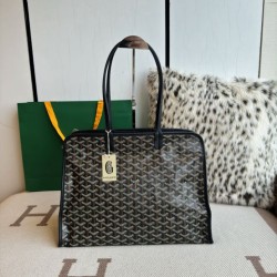 AAAAA Replica Goyard Hardy PM goyardine canvas tote bag Black Fake Clone