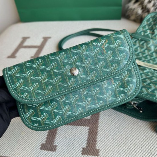 AAAAA Replica Goyard Hardy PM green goyardine canvas tote bag Fake Clone