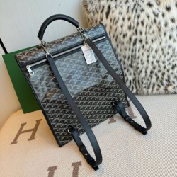 AAAAA Replica Goyard Saint Léger softshell backpack black Goyardine canvas Fake Clone