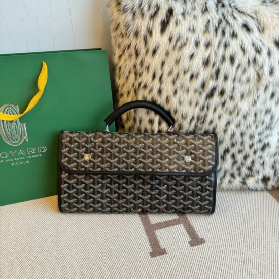 AAAAA Replica Goyard Saint Léger softshell backpack black Goyardine canvas Fake Clone