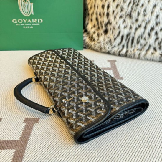 AAAAA Replica Goyard Saint Léger softshell backpack black Goyardine canvas Fake Clone