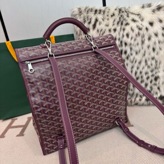 AAAAA Replica Goyard Saint Léger softshell backpack burgundy Goyardine canvas Fake Clone