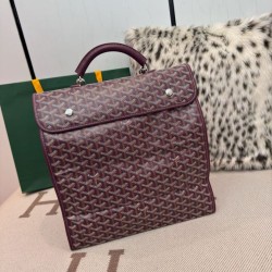 AAAAA Replica Goyard Saint Léger softshell backpack burgundy Goyardine canvas Fake Clone