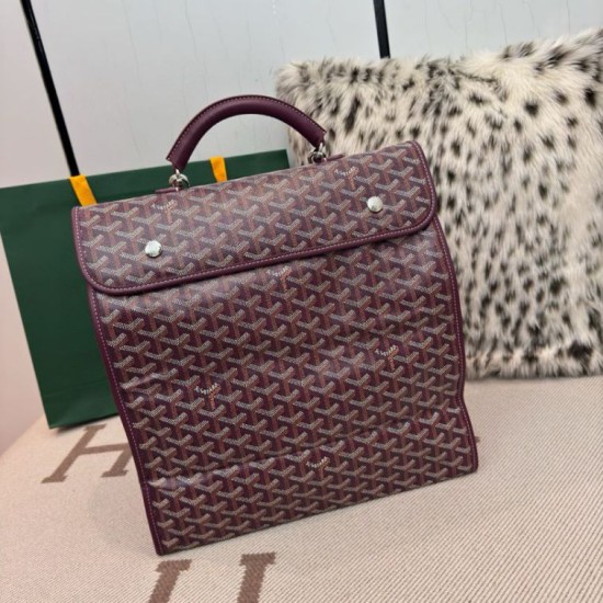 AAAAA Replica Goyard Saint Léger softshell backpack burgundy Goyardine canvas Fake Clone