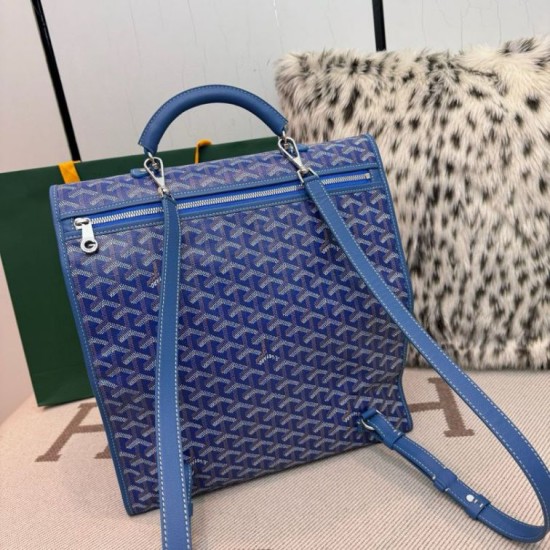 Replica Goyard Saint Léger softshell backpack blue Goyardine canvas Knockoff Cheap AAAAA Replica Goyard Saint Léger softshell backpack blue Goyardine canvas Fake Clone