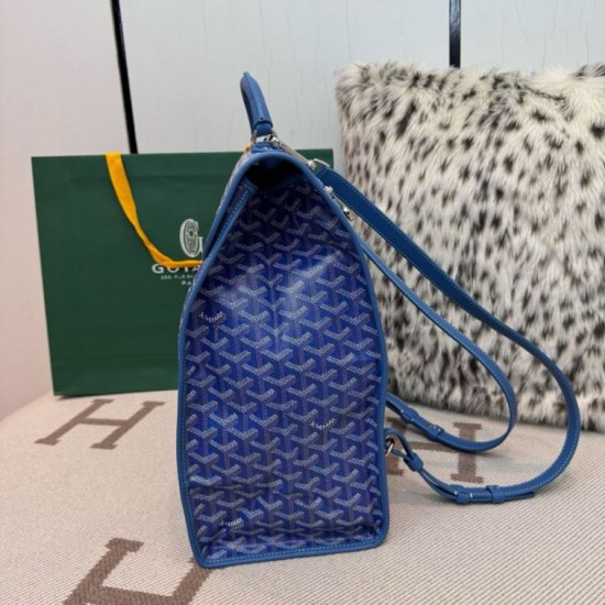 Replica Goyard Saint Léger softshell backpack blue Goyardine canvas Knockoff Cheap AAAAA Replica Goyard Saint Léger softshell backpack blue Goyardine canvas Fake Clone