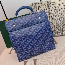 AAAAA Replica Goyard Saint Léger softshell backpack blue Goyardine canvas Fake Clone
