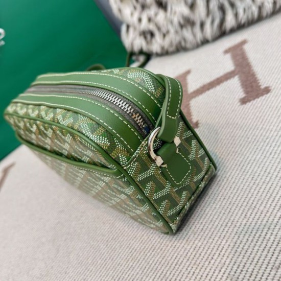 AAAAA Replica Goyard Cap-Vert PM Goyardine canvas bag green Fake Clone