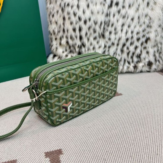 AAAAA Replica Goyard Cap-Vert PM Goyardine canvas bag green Fake Clone