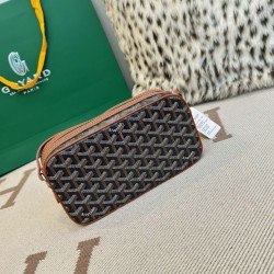 AAAAA Replica Goyard Cap-Vert PM Goyardine canvas bag brown Fake Clone