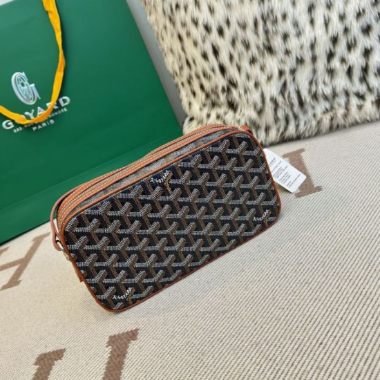 AAAAA Replica Goyard Cap-Vert PM Goyardine canvas bag brown Fake Clone