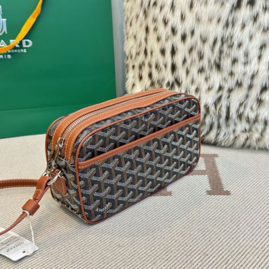 AAAAA Replica Goyard Cap-Vert PM Goyardine canvas bag brown Fake Clone