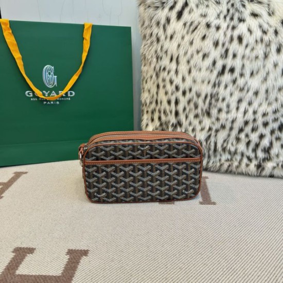 AAAAA Replica Goyard Cap-Vert PM Goyardine canvas bag brown Fake Clone
