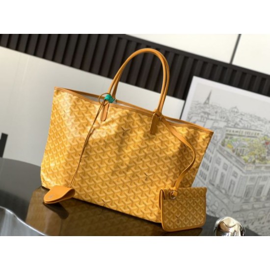Replica Goyard Saint Louis PM/GM Goyardine coated tote bags Yellow Knockoff Cheap AAAAA Replica Goyard Saint Louis PM/GM Goyardine coated tote bags Yellow Fake Clone