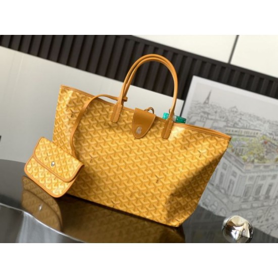 Replica Goyard Saint Louis PM/GM Goyardine coated tote bags Yellow Knockoff Cheap AAAAA Replica Goyard Saint Louis PM/GM Goyardine coated tote bags Yellow Fake Clone